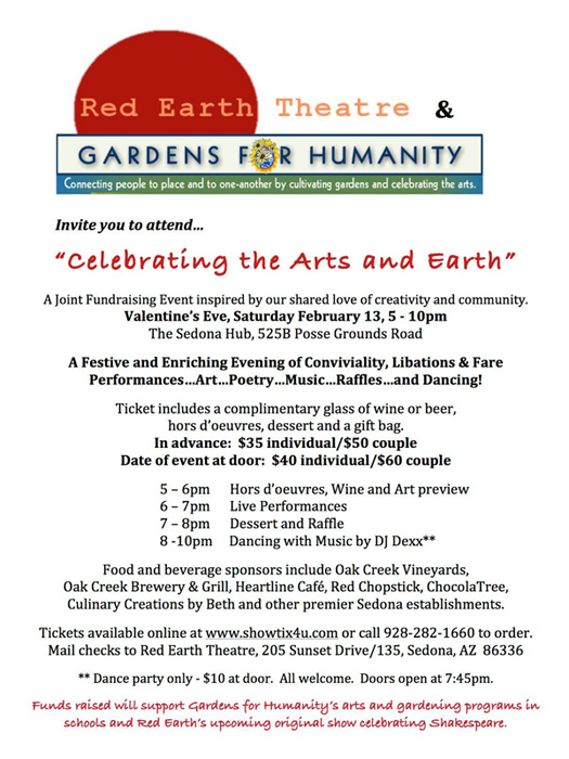 Gardens for Humanity / Red Earth Theatre Fundraiser - Feb. 9 - 29, 2016